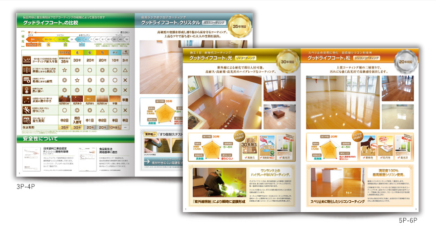 フロアコーティング施工会社さまの多ページサービス案内の作成の制作物2