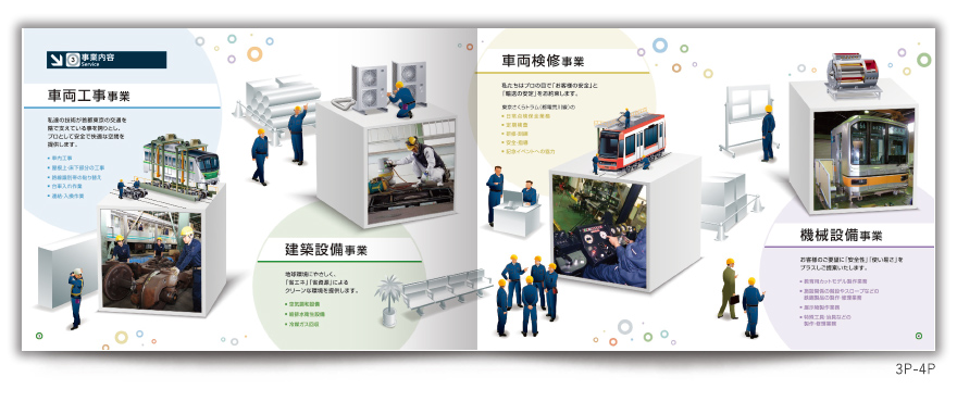 車両工事会社さまの8ページタイプ採用案内の作成の制作物3