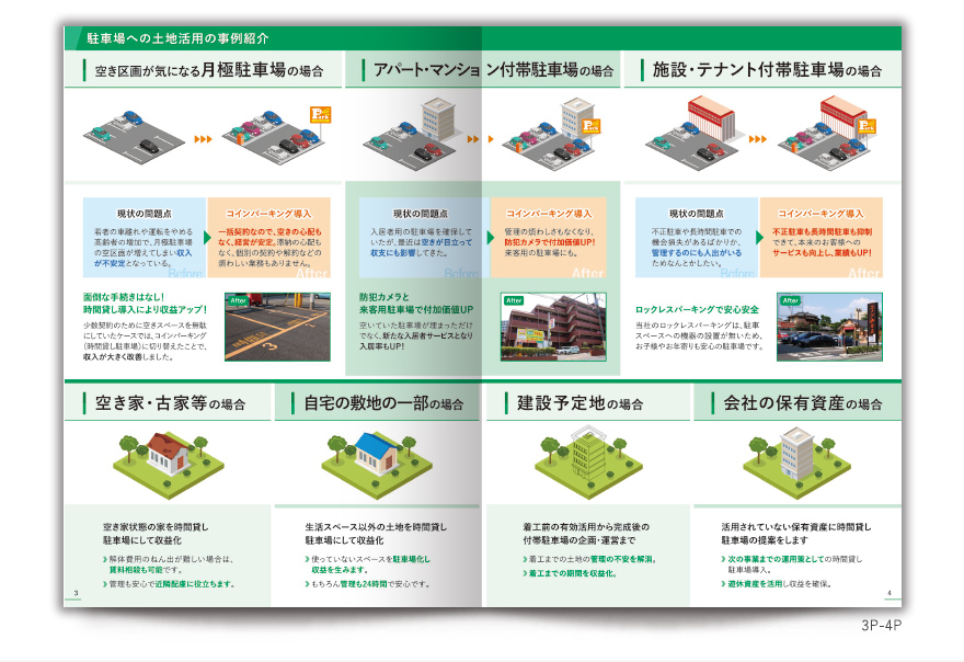 コインパーキング事業さまの多ページポケット付きファイルサービス説明の作成の制作物3