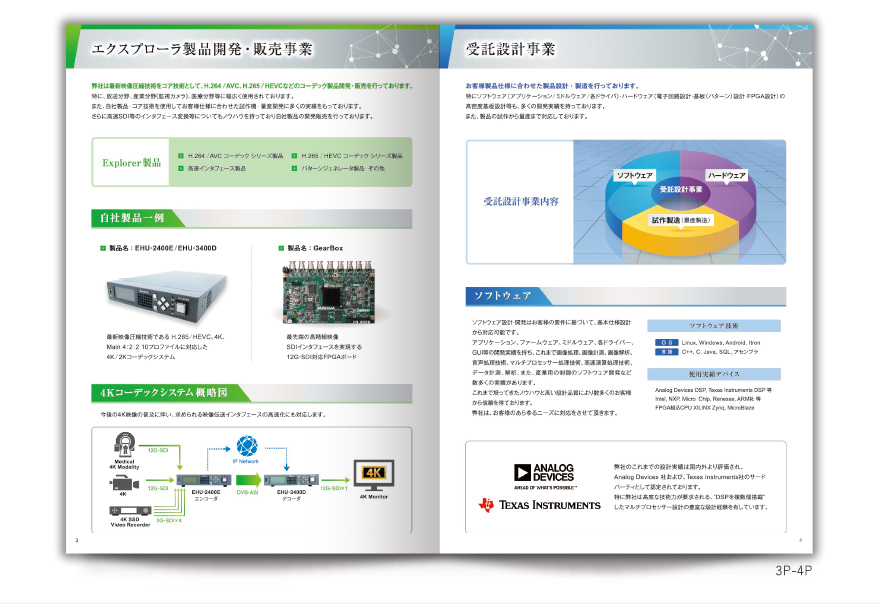 製品開発会社さまの8ページタイプ会社案内の作成の制作物3