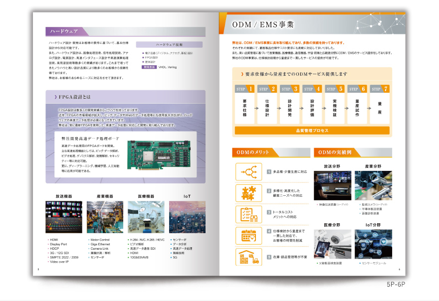 製品開発会社さまの8ページタイプ会社案内の作成の制作物4