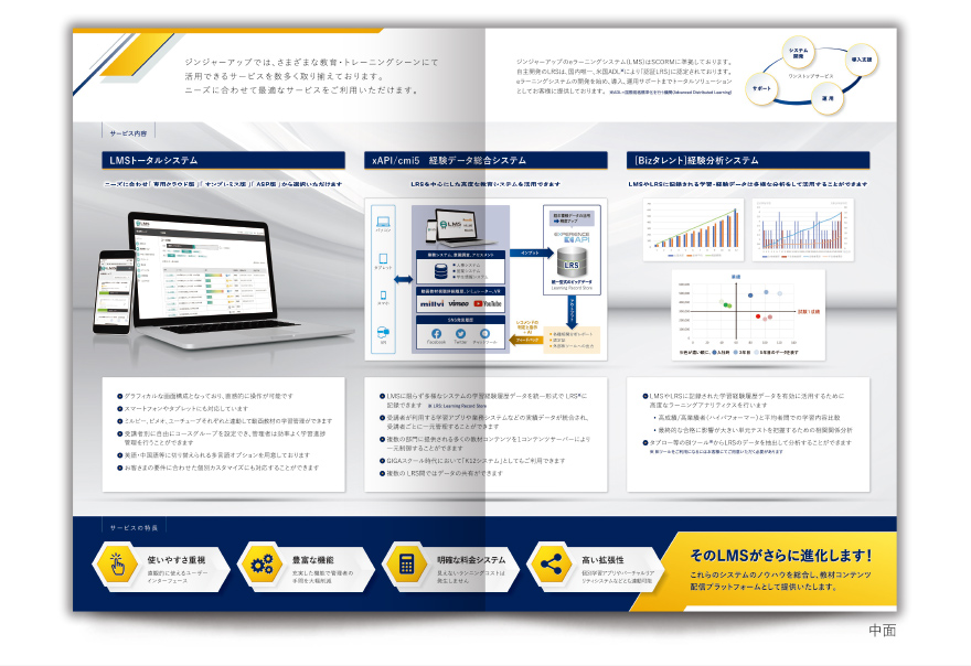 リモートワーク・学習支援会社さまの4ページタイプサービス説明の作成の制作物2