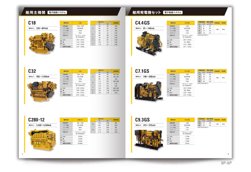 船舶用エンジン販売会社さまの製品案内カタログの作成の制作物4