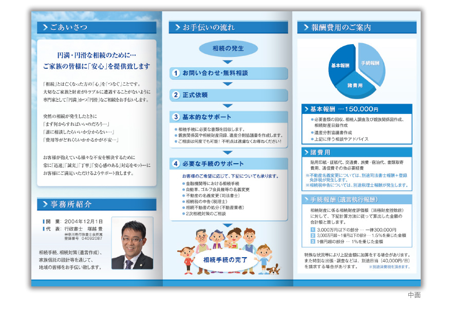 法務行政書士事務所さまのリーフレットタイプサービス説明の作成の制作物3