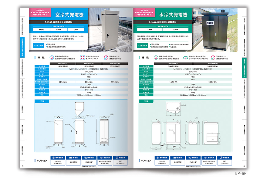 非常用・災害対策用装置販売会社さまの12ページタイプ製品案内の作成の制作物4